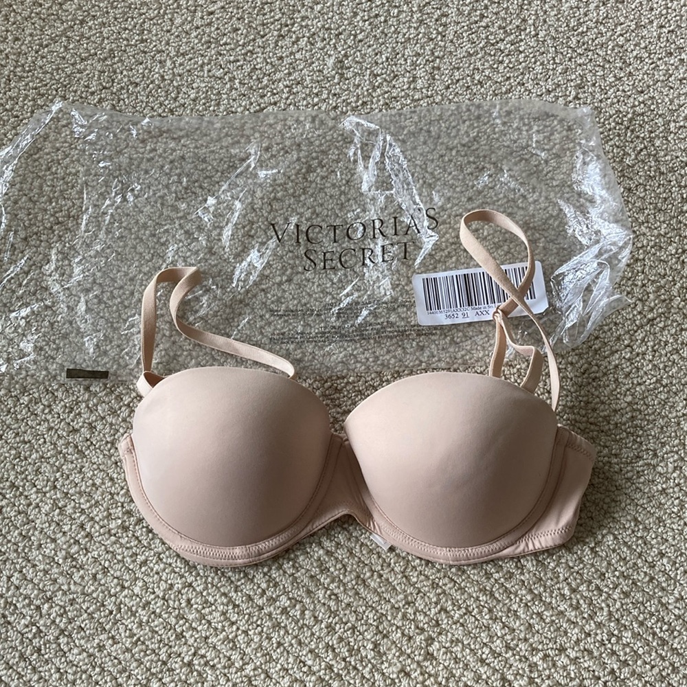 NEW Victoria’s Secret PINK Wear Everywhere Multi-Way Push-Up Bra Nude 32C NIB